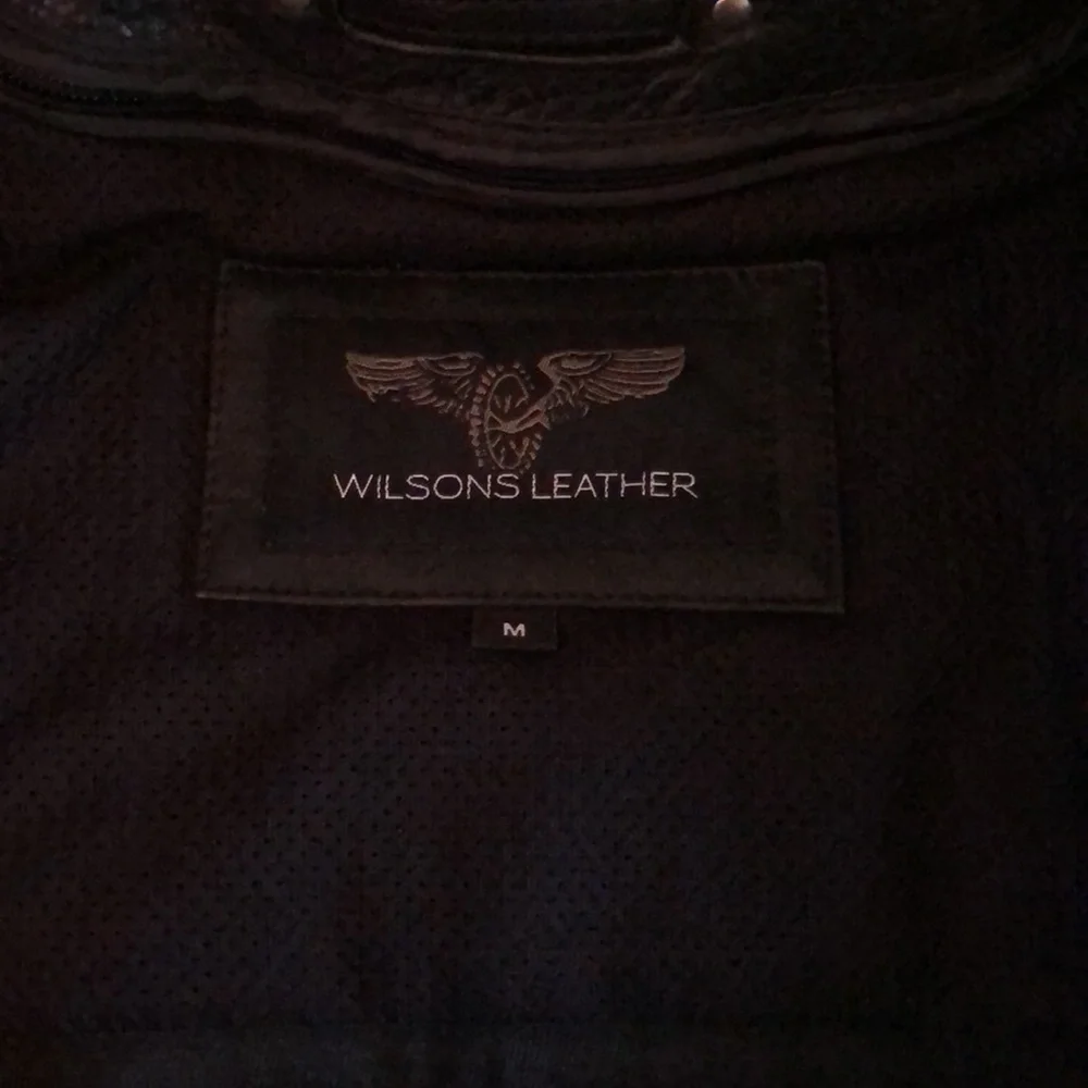 Wilsons Leather Black Biker Jacket - Picture 3 of 16